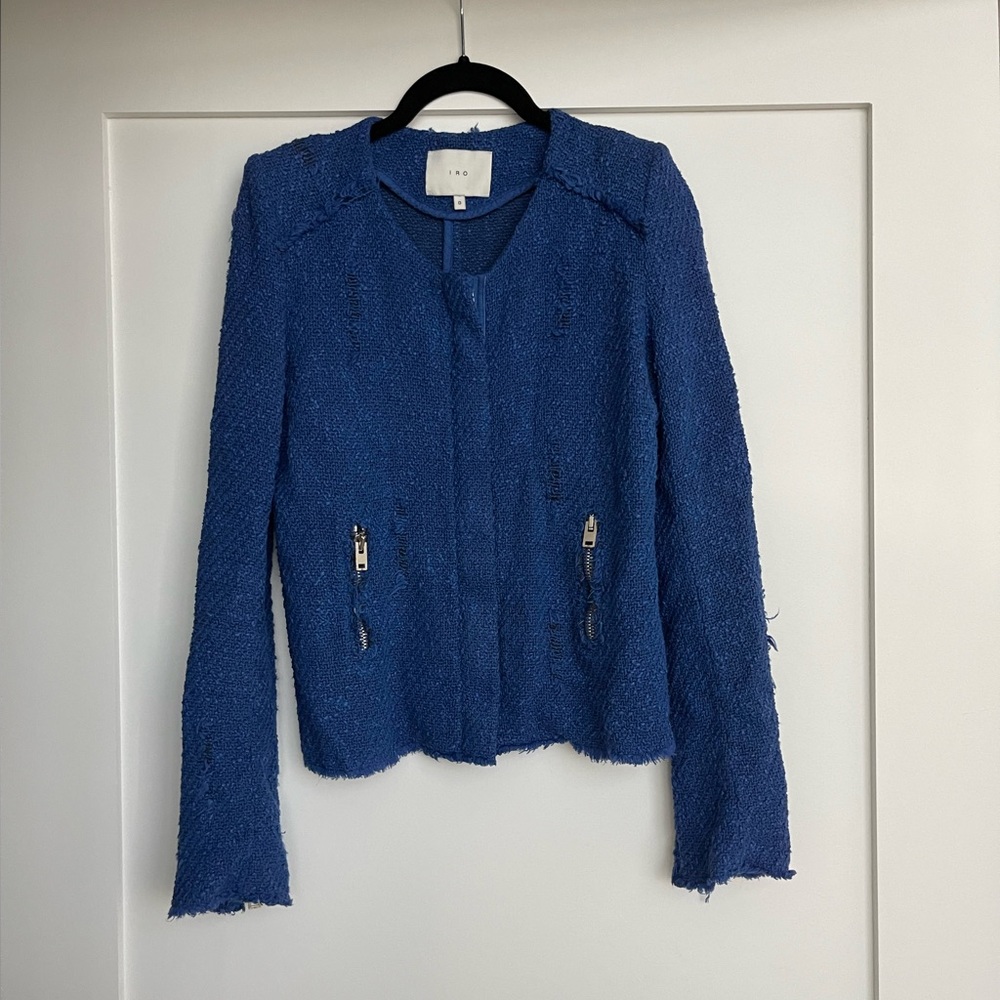 IRO Agnetay Tweed Jacket Size 0, Cobalt Blue